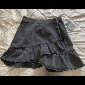 Black denim skirt